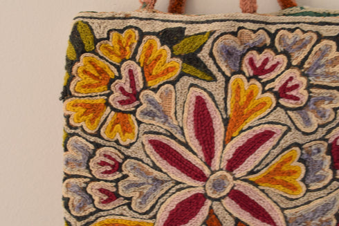 Embroidered Floral Tote